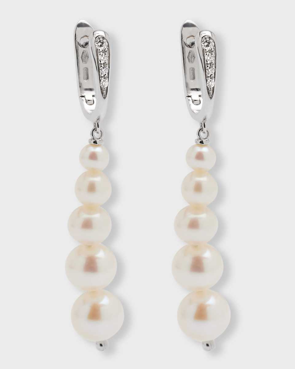 Graduated Pearl & Diamond Clip-On Earrings